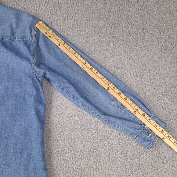 VTG Peregrine Bay Denim Shirt Mens Small Blue WRC Group Button Up Long Sleeve - Picture 15 of 15